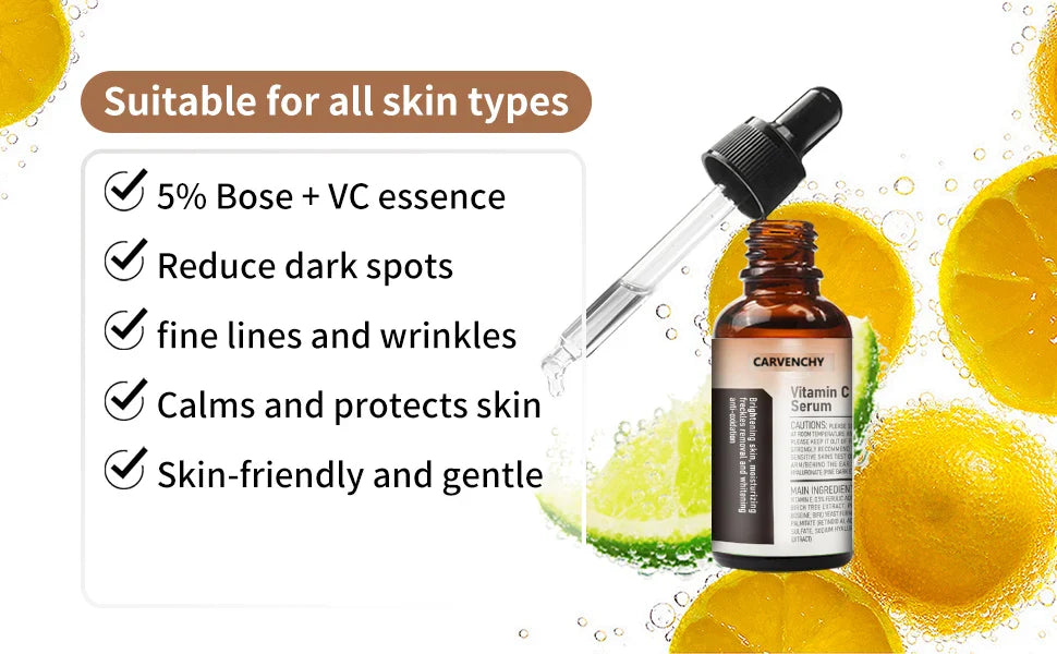 3pcs Vitamin C Wrinkle Remover Face Serum Lifting Firming Fade Fine Lines Anti-aging Essence Whitening Brighten Skin Care