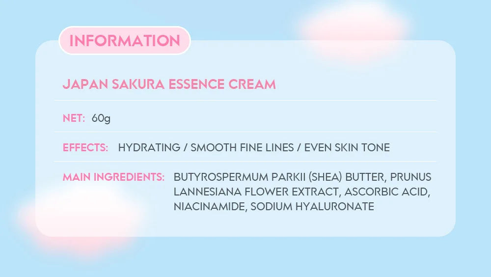 2pcs LAIKOU Japan Sakura Essence Face Cream Cherry Blossom Smoothing Facial Cream Moisturizing Hydration Korean Skin Care