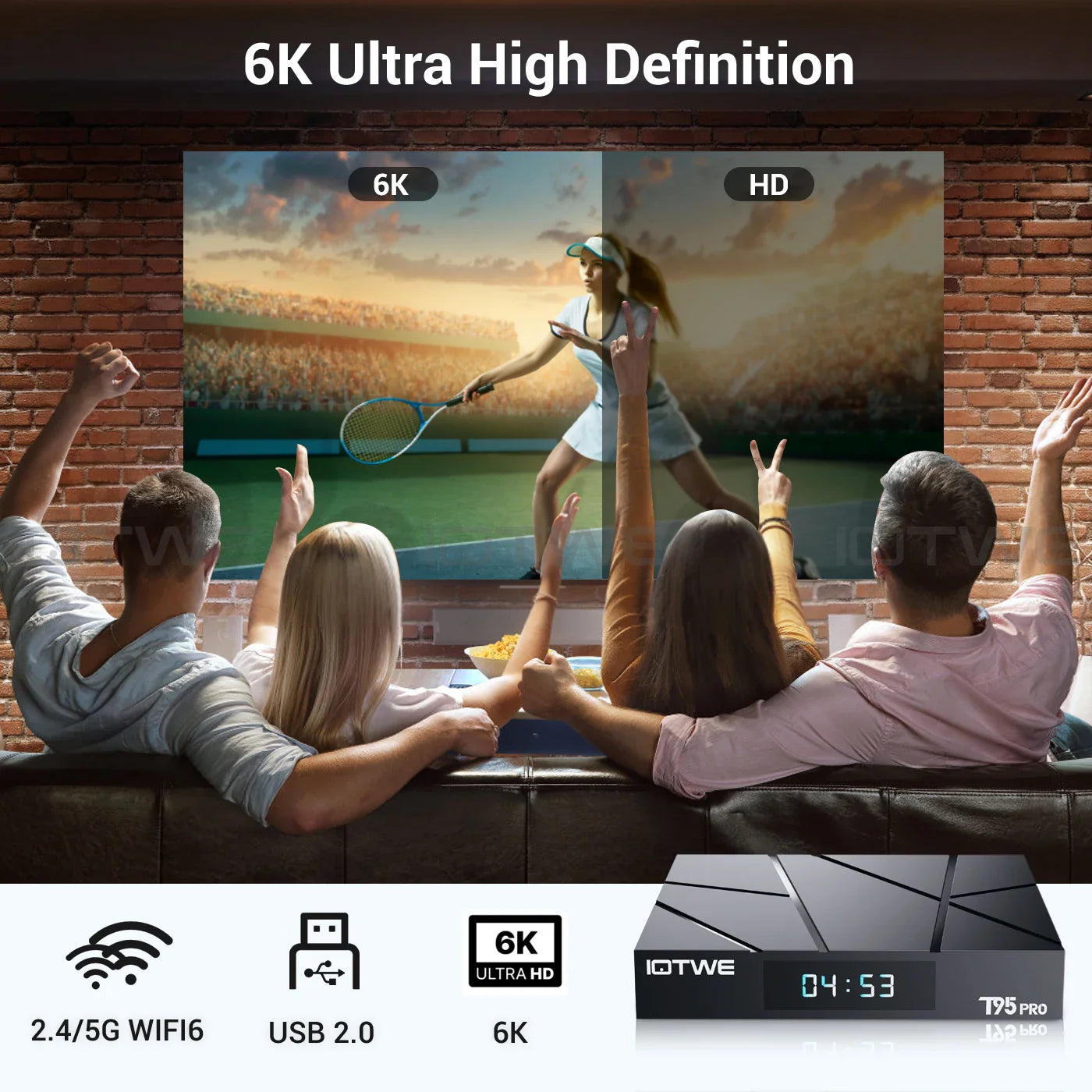 2025 New T95Pro Android 13.0 TV Box Quad-Core 4 GB+ 32 GB Bluetooth 5.0 WIFI6 6K HD Media Player