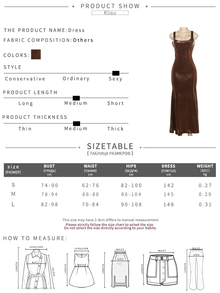 kliou Elegant Sequins Women Dress Vintage Stunning Backless Suspendency Body-shaping Long Robe Lady Evening Wear Luxury Vestidos