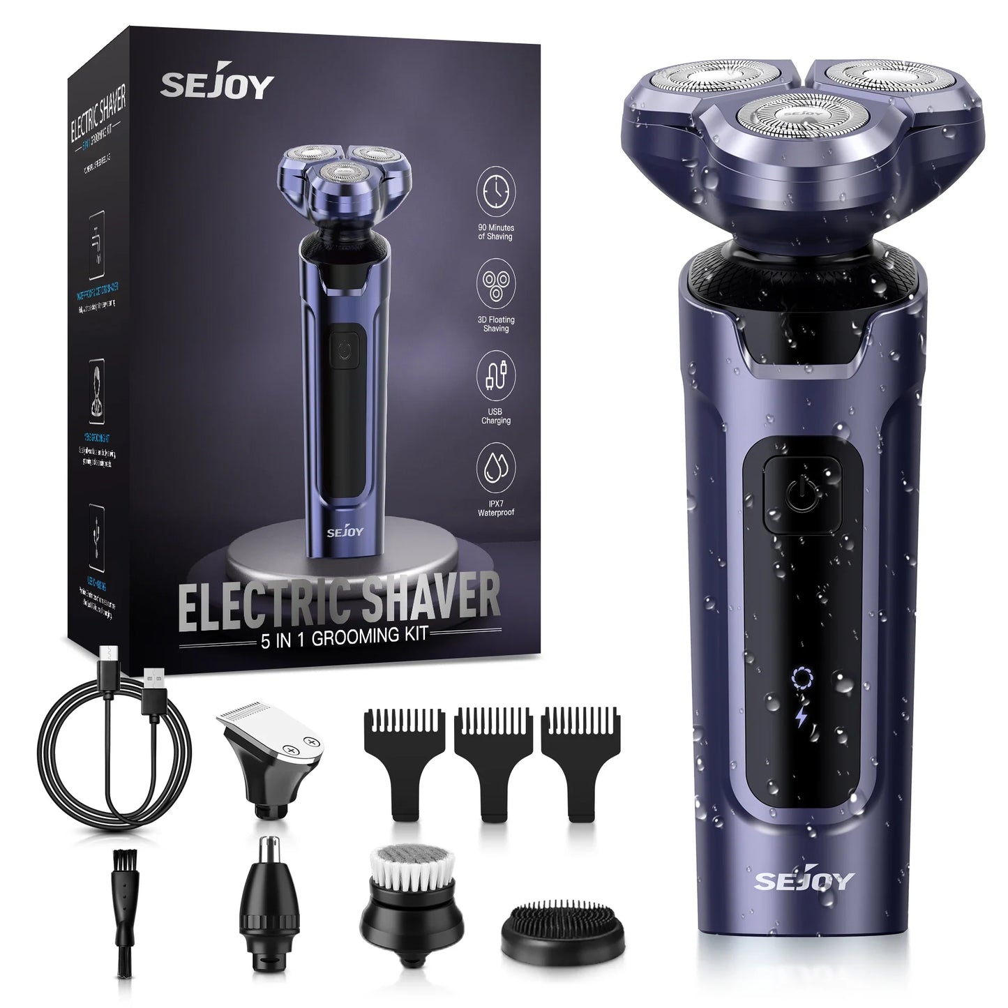 Sejoy Electric Hair Clipper for Men 5 in 1 Electric Nose Hair Trimmer Professional Cutting Machine Rechargalbe