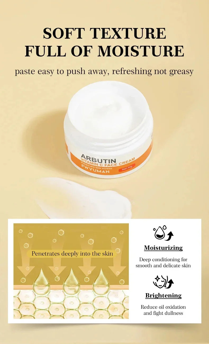 Vitamin C Whitening Freckles Serum Cream Remove Dark Spots Fade Melasma Lighten Melanin Pigment Bleaching Moisturizing Skin Care