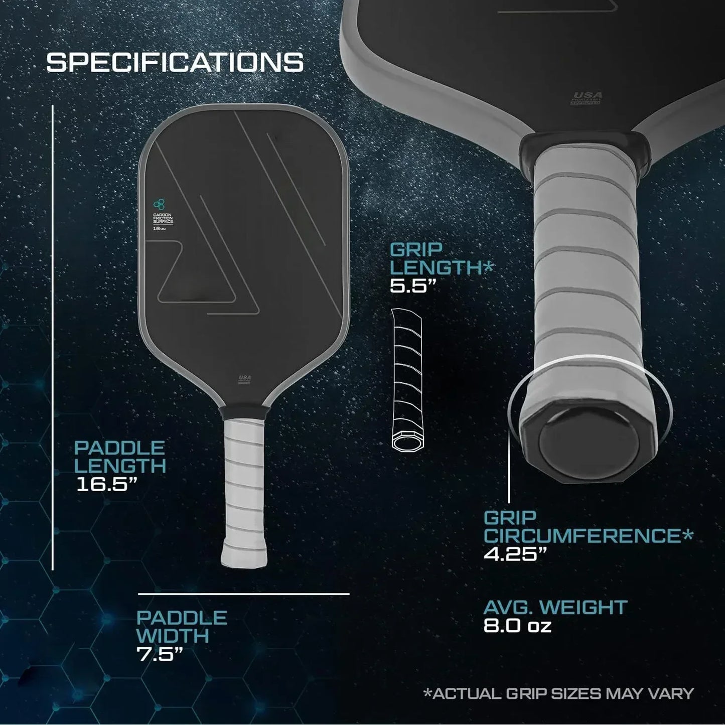 USAPA T700 Raw Carbon Fiber Pickleball Paddle