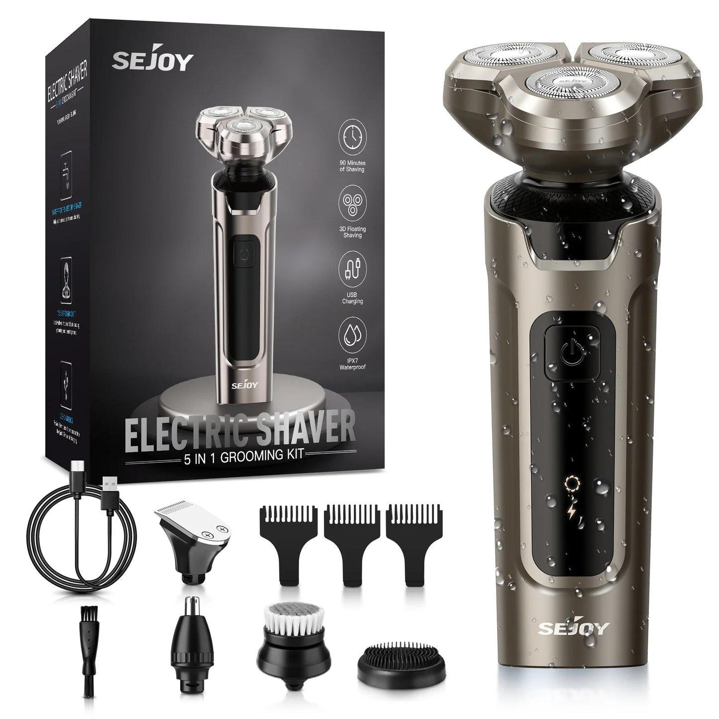 Sejoy Electric Hair Clipper for Men 5 in 1 Electric Nose Hair Trimmer Professional Cutting Machine Rechargalbe