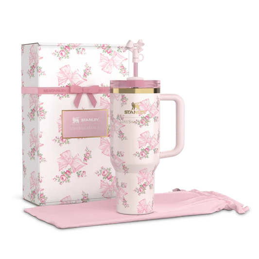 The Stanley X LoveShackFancy Holiday Quencher | 40 OZ - Rosa Beaux Pink with original Box