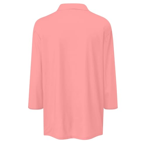 Generic My Orders,Polo Shirts for Women V Neck Polo Plain Business Fashion Cotton Casual Loose Fit Blouse Summer Tops for Women 2024 Trendy Womens 3/4 Sleeve and Blouses to Hide Belly (Red,XX)