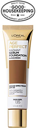 L'Oreal Paris Age Perfect Radiant Serum Foundation with SPF 50, Deep Cool, 1 Ounce