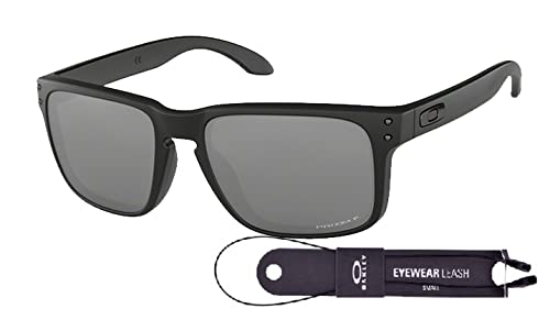 Oakley Holbrook OO9102 9102E5 57M Matte Black/Grey Square Sunglasses For Men + BUNDLE Accessory Leash Kit + BUNDLE with Designer iWear Eyewear Kit