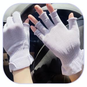 GSAFEME Cotton Gloves for Dry Hands - Fingerless Touchscreen Moisturizing Gloves for Sleeping - Cotton Eczema Gloves for Men and Women, Purple S/M 3 Pairs