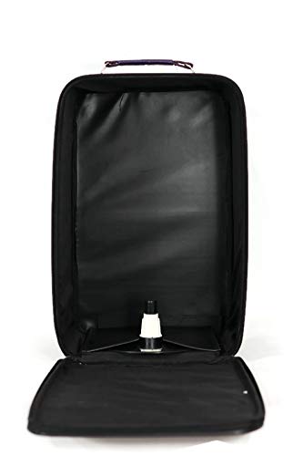 Adolfo Design Large Wig Travel Box with Top Handle, Shoulder Strap & Double Zipper, Carrying Case with Removable Head-Holding Base -Black & Purple