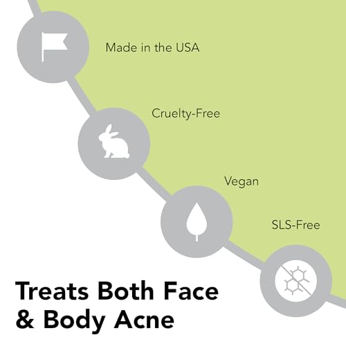 humane Benzoyl Peroxide Acne Body Wash - 10% Maximum-Strength Acne Treatment for Face, Skin, Butt, Back and Body - 8 Fl Oz - Dermatologist-Tested Non-Foaming Cleanser - Vegan, Cruelty-Free