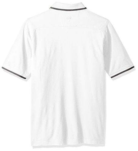 Cutter & Buck Men's 35+ UPF Lightweight Cotton Advantage Tipped Polo Shirt, White, Small