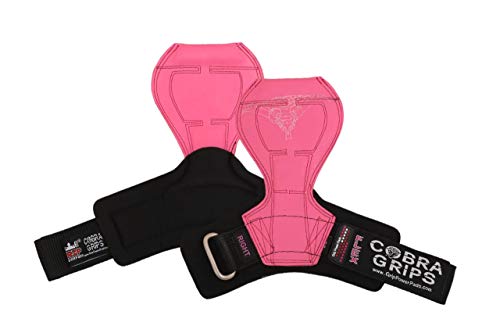 2018 Cobra Grips Flex Model Weight Lifting Gloves Heavy Duty Straps Alternative Power Lifting Hooks Best for Deadlifts with Padded Wrist Wrap Support Bodybuilding (Large, Pink Rubber)