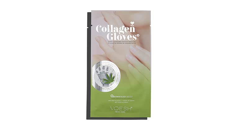 VOESH Collagen Gloves, Vegan Hand Masks, Herb Seed Oil, 3 Pack, Moisturizing Hand Mask, Lotion Gloves, Hydrating Gloves, Hand Care, Spa Manicure Gloves, Dry Hand Treatment