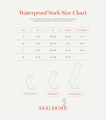SEALSKINZ Unisex Waterproof All Weather Mid Length Sock With Hydrostop, Black/Neon Yellow, Large