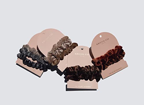 Kristin Ess Velvet Skinnies Scrunchie Set for Women - No Crease Scrunchies + Gentle Hair Ties For All Hair Types - Ponytail Holders, Elastic Hair Ties - Blonde 3 pack