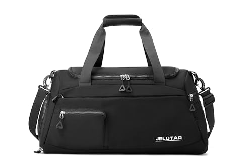 Gym Duffle Bag for Women - JELUTAR Small Carry on Travel Tote Bags Weekender Bags for Personal Item/Sports Gear with Shoe Compartment&Wetproof Pocket (Beige)