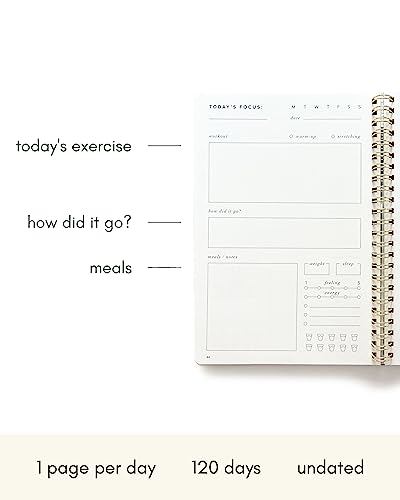Kunitsa Co. Fitness Journal for Women. Track Workouts, Meals, and Weight Loss. Undated, Fits 120 Workouts (Dusty Blue, 6 x 8.5 in)