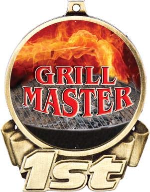 Grill Master First Place Medal, 3" Gold Grilling Competition Trophy Medal Award 5 Pack Prime