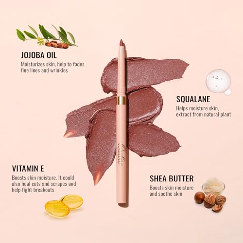 Oulac Brown Lip Liner Pencil, 2in1 Retractable Makup Crayon for Lipliner and Eyeliner, Highly Pigmented, Smooth, Long Lasting and Waterproof Formula, Vegan Beauty, 03 Teddy