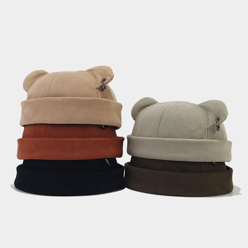 FANPOI Winter Beanie Hats for Women Men Warm Thickened Cap Unisex Street Fashion Bear Ear Hip Hop Street Fashion (Black,Standard)