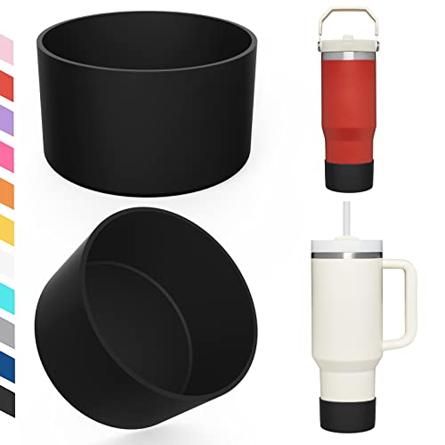 Upgrade 2PCS Protective Silicone Boot Bumper for Stanley Quencher Adventure 40oz 30oz IceFlow 20oz 30oz Tumbler, Water Bottle Bottom Sleeve Cover Accessories for Stanley Mug Cup(Cyan+White)