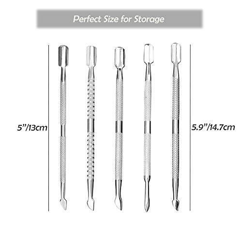 15Pcs Cuticle Pusher Remover and Cutter, Creatiee Double Ended Stainless Steel Cuticle Cleaner Nail Gel Polish Removal, Manicure Pedicure Nail Tools for Fingernails Toenails - Professional & Durable