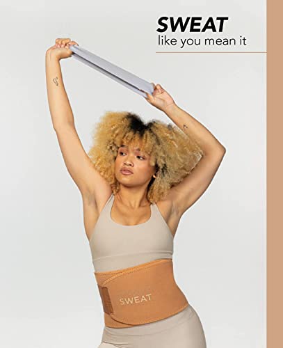Sweet Sweat Toned Waist Trimmer for Women and Men | Premium Waist Trainer Belt to 'Tone' Your Stomach Area (Clay, Small)