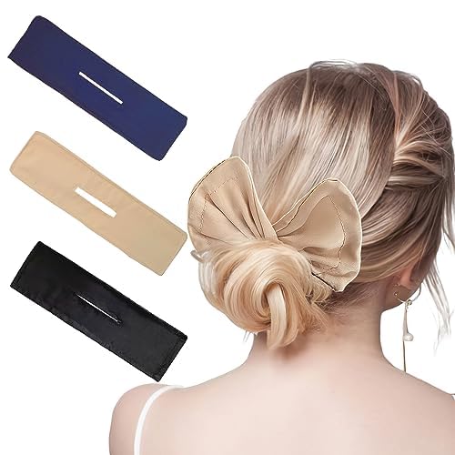 3 Pieces Deft Hair Bun Maker for Twister - Lazy Hair Curler Deft Bun Fashionable Colors Bow Maker, Cute French Twist Easy Bun Hair Bun Maker for Women & Girls Hairstyle (3 PCS (Black, Navy, Khaki))