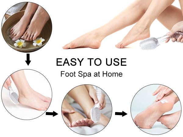 2 Pcs Foot Pumice Stone Brush Calluses Remover, Ooloveminso Large Foot Scrubber Foot File with Handle 2 in 1 Suitable for Horniness Foot Spa, Foot Care Smooth Skin (Transparent)