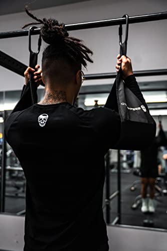 Gymreapers Hanging Ab Straps For Core Strength and Abdominal Training - Padded Adjustable Arm Supports For Bodyweight Exercises (Black)