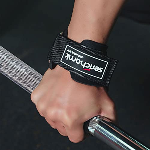 Wrist Wraps for Weightlifting Men Leather Gym Straps for Men Non-Slip Lifting Grips Straps for Deadlift Workout Hand Straps for Weight Lifting Black