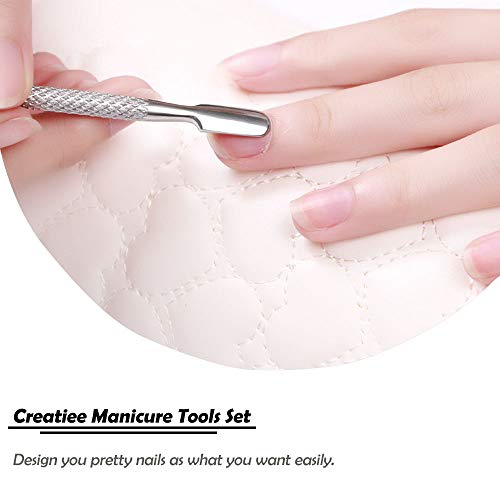 15Pcs Cuticle Pusher Remover and Cutter, Creatiee Double Ended Stainless Steel Cuticle Cleaner Nail Gel Polish Removal, Manicure Pedicure Nail Tools for Fingernails Toenails - Professional & Durable
