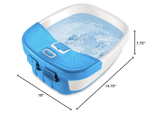Homedics Bubble Bliss Deluxe Foot Spa with Heat Massaging Arch, 3 Acupressure Attachments, Splash Guard, Raised Nodes Creates Bubbles, Improves Circulation, Soothe Tired Muscles, Built-in Storage