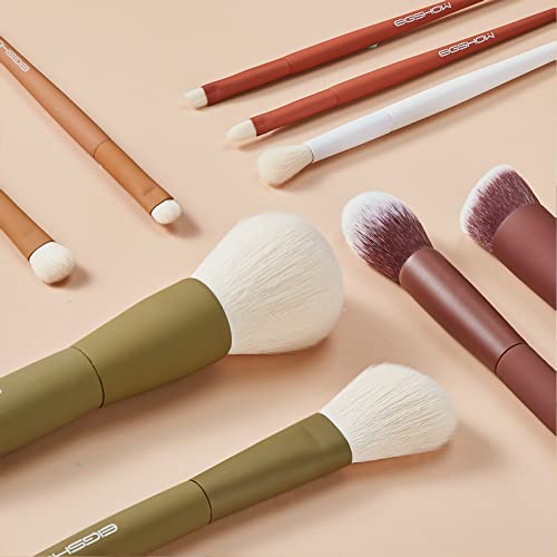 Makeup Brushes, EIGSHOW 5 Colors Essential Kabuki Makeup Brush Set with Ultra-soft Synthetic Fibers for Powder Blush Concealers Contouring Highlighting Makeup Brush Gift Set for Women(Warm Colors)