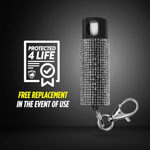 Guard Dog Security Bling it On Pepper Spray, Keychain with Safety Twist Top, Mini and Easy Carry, Lightweight and Fashionable, Maximum Police Strength OC Spray, 16 Feet Range, 0.5 fl oz