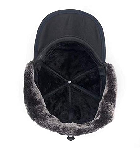 Baseball Cap Hat with Brim Outdoor Water Resistant Windproof Winter Warm Balaclava Cover Ushanka Earflap Fur Baseball Hat Holiday Travel Birthday Gift for Men Women Teen Junior Boy Girl Black
