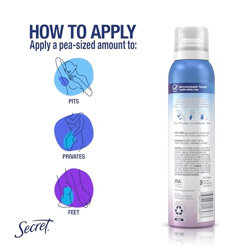 Secret Whole Body Deodorant Spray for Women, Lilac & Waterlily Scent, Aluminum Free Deodorant Spray, 72 HR Odor Protection, 3.5 oz