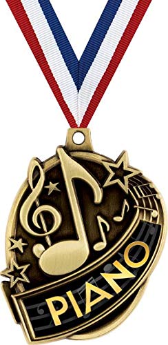 2.3" Gold Kudos Music Piano Medals, 1st Place Piano Award 5 Pack Prime