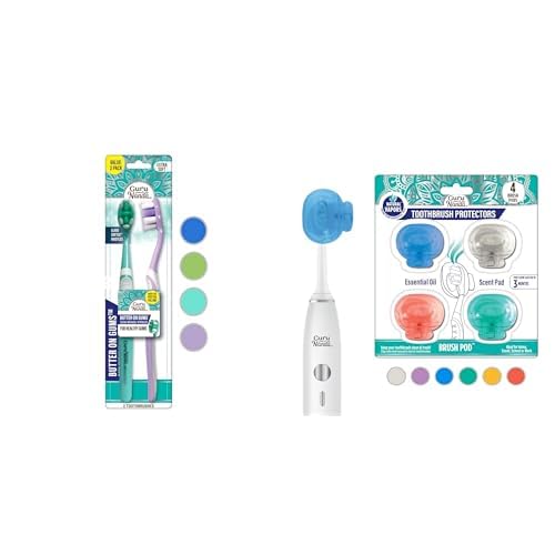 GuruNanda Gentle Oral Care Bundle: 2 Butter on Gums Toothbrushes with 4 Brush Pods