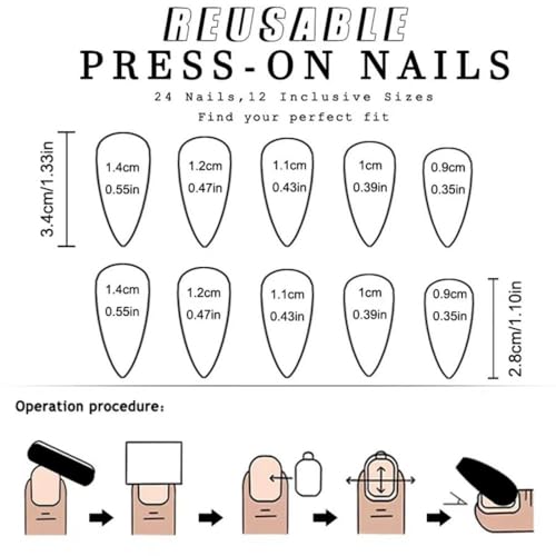 Red French Tip Press on Nails Glitter Fake Nails with Star Design Nude Glue on Nails Acrylic Full Cover Glossy Stick on Nails Long Stiletto False Nails for Women Manicure 24Pcs