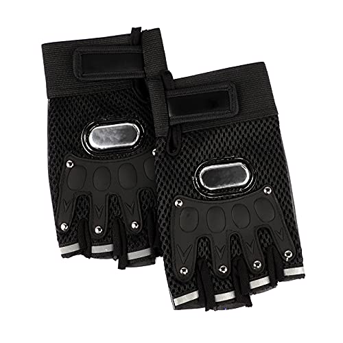 PURFUN Men Women Breathable Mesh Cycling Gloves Non-Slip Leather Riding Driving Motorcycle Half Finger Gloves Roller Skating Sports Exercise Fitness Fingerless Gloves