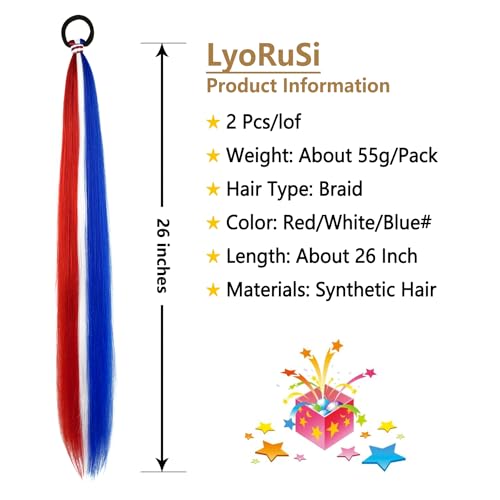 2 Pack Long Braided Ponytail Extension with Hair Tie Straight Wrap Around Hair Extensions Ponytail(6#)