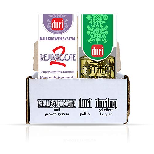duri Rejuvacote 2 Nail Growth System Base and Top Coat, Herbatherapy Cuticle Treatment Drops - Damaged Cuticles Repair, Growth, Healthier, Stronger Nails, Strengthener (Combo Pack)