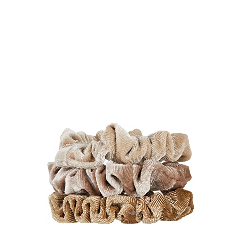 Kristin Ess Velvet Skinnies Scrunchie Set for Women - No Crease Scrunchies + Gentle Hair Ties For All Hair Types - Ponytail Holders, Elastic Hair Ties - Blonde 3 pack