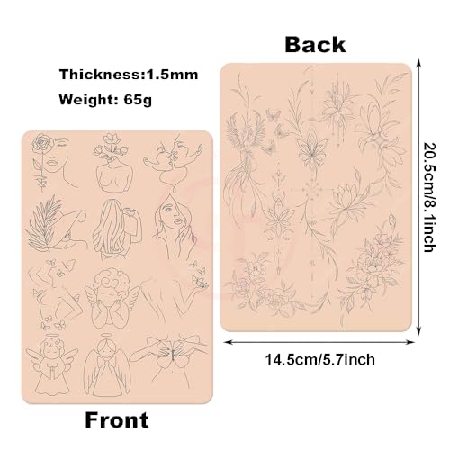 1pc Premium Silicone Tattoo Training Pad Double Side Pre-Printed Pink Tiny Tattoo Practice Skin for Body Art Tattoo Training (1pc)
