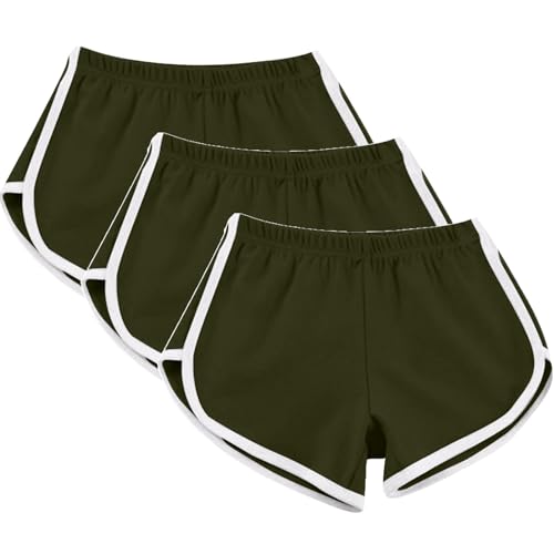 3 Pack Athletic Shorts for Women Multipack Running Shorts Elastic Waist Biker Shorts Plus Size Workout Gym Shorts