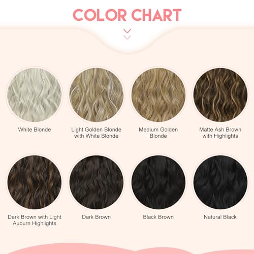 KUIRAN Hair Extensions, Clip in Hair Extensions 12" Short Curly Wavy Black Brown Hair Extensions 4PCS Hair Extensions Invisible Lace Weft Natural Soft Hairpieces for Women - Black Brown