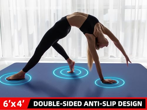 GymCope 10MM Thick Yoga Mat, 72" x 48" Large Workout Mat for Home Gym, Edge-Seamed Design, Superior Grip, Shock-Absorbing Cushion, Ultimate Comfort and Protection for Yoga, Fitness Training