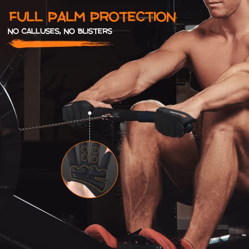 SueStar Partial Weight Lifting Gloves, 3/4 Finger Workout Gloves for Men Women, Full Palm Protection & Silicone Grip Gym Gloves for Weightlifting Exercise Fitness Smartwatch Friendly (Black, X-Small)